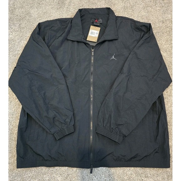 Nike Air Jordan Nylon Windbreaker Jacket Black Fv7299-010 - Men's Size 2XL NWT - Picture 1 of 16